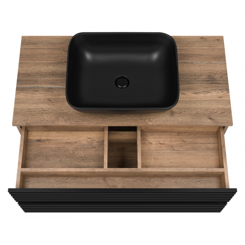 Тумба под раковину Brevita Dakota 100 дуб галифакс олово, черный кварц  DAK-09100-19/02-2Я - 4