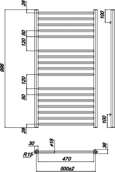 Полотенцесушитель Водяной Norma 500 x 1000_W X04000083679 - 3