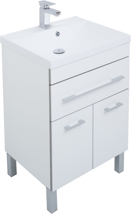 Тумба с раковиной Aquanet Верона 58 белая, 1 ящик, 2 двери - 7