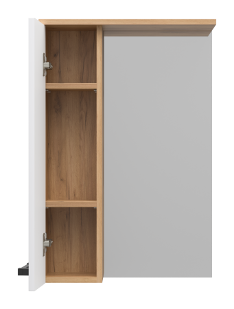 Зеркало-шкаф Misty Крафт 50 левое белое - светлое дерево П-Кра-02050-011Л - 1