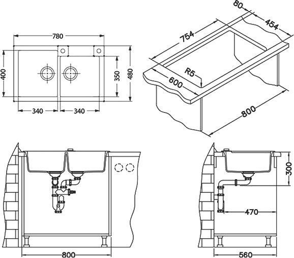 Мойка кухонная Alveus Rock Granital 90 carbon 1090965 - 2