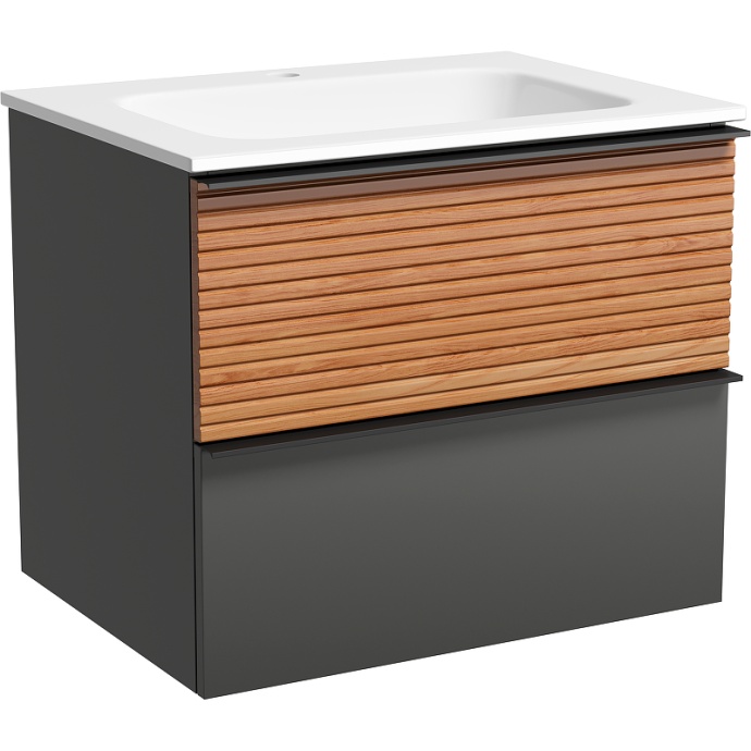 Тумба под раковину Sancos Delta 59х44 серая - светлое дерево DL60GR - 0