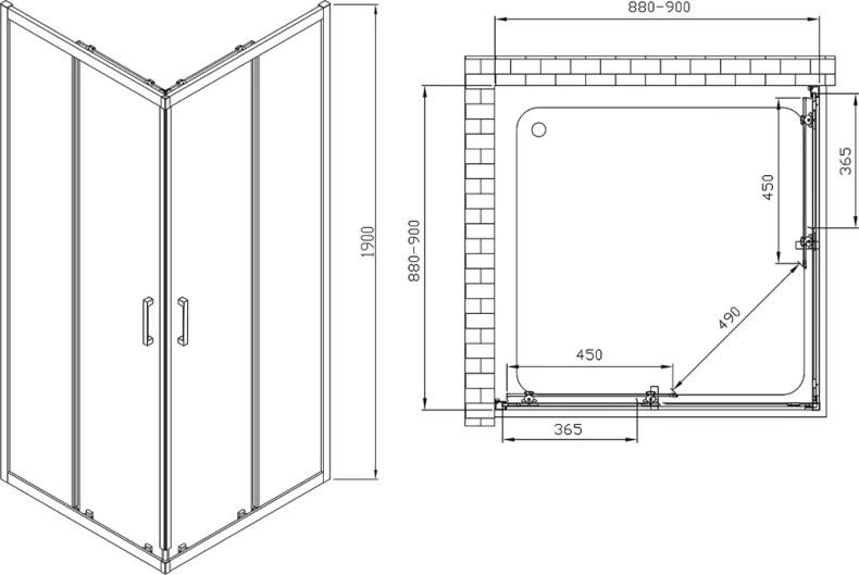Душевой уголок Vincea Alpha 90х90 профиль брашированное золото стекло прозрачное VSS-3AL900CLG - 2