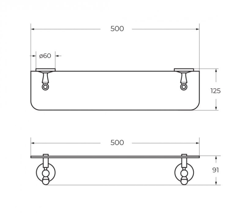 ANTIC AM-E-2682AL Полка стеклянная, хром - 1