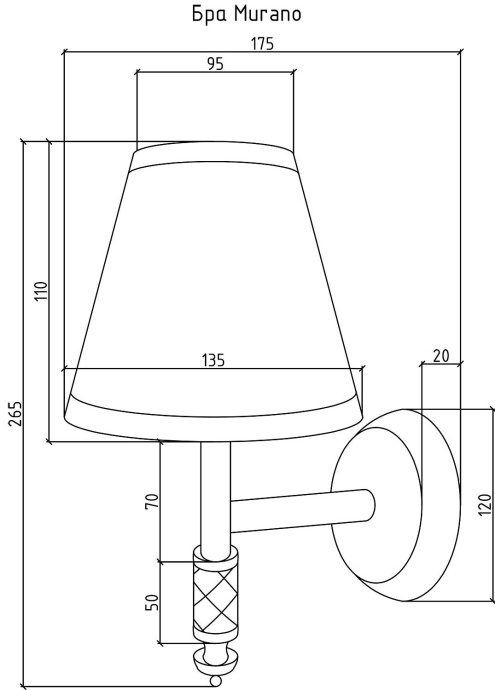 Бра Boheme Murano бронза с белым абажуром 761 - 1