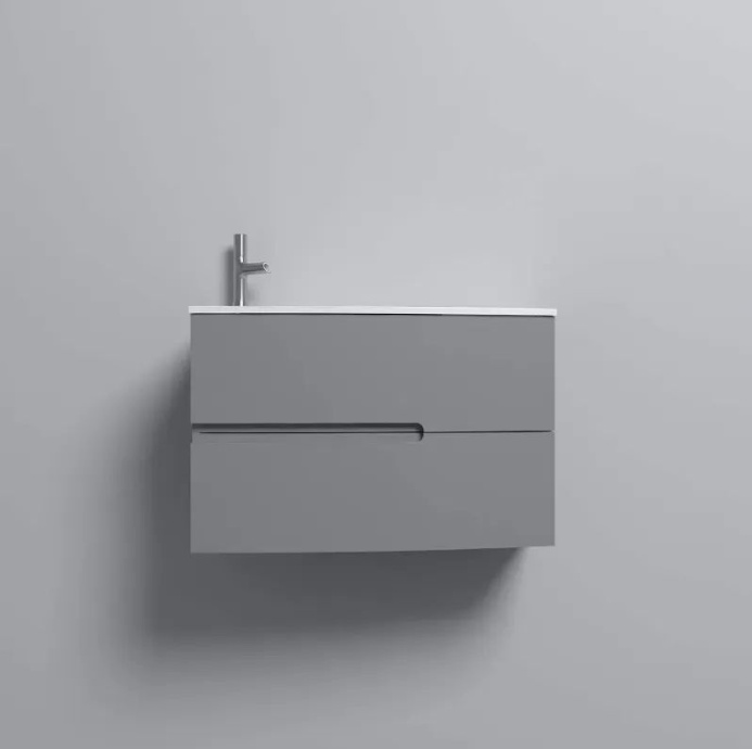 EB1888RU-442 Nona Мебель с интегрированными ручками, глянцевый серый антрацит, 80 см, 2 ящика - 2