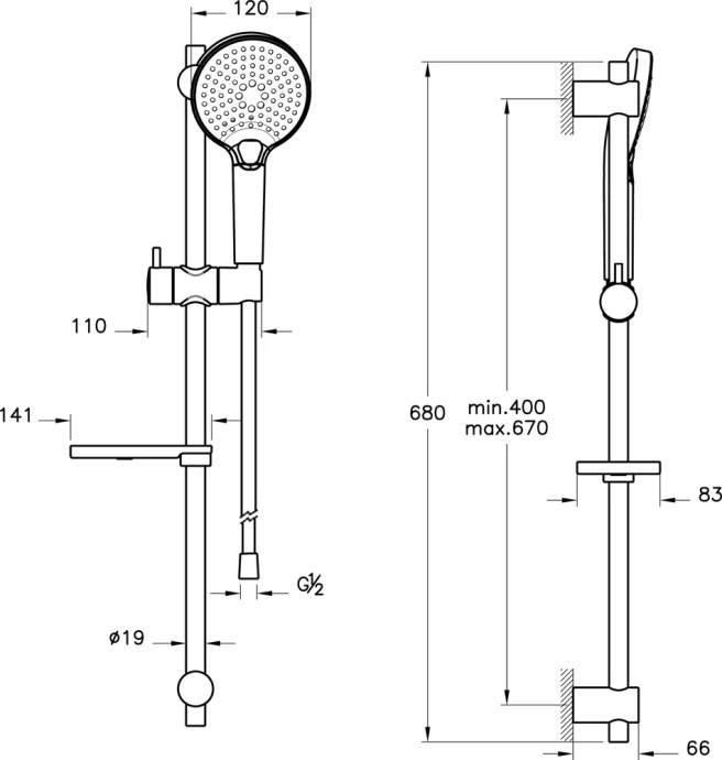 Душевой гарнитур VitrA Bliss матовый черный A4574336EXP - 4