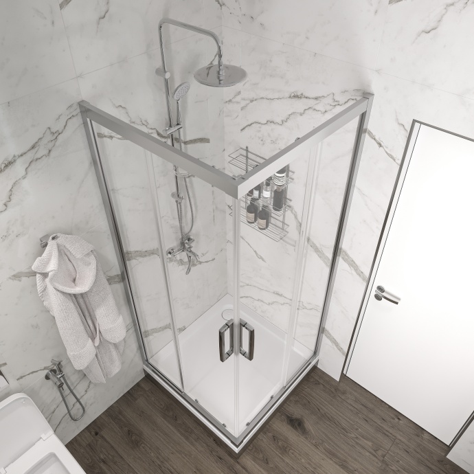 Душевой уголок STWORKI Дублин 90x90 см профиль хром матовый, прозрачное стекло, квадратный 3GW016TTKK000 - 1