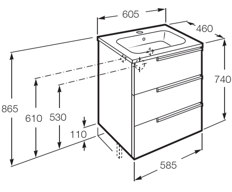 Тумба под раковину 60 см Roca Victoria Nord Ice Edition, белая ZRU9302834 - 2