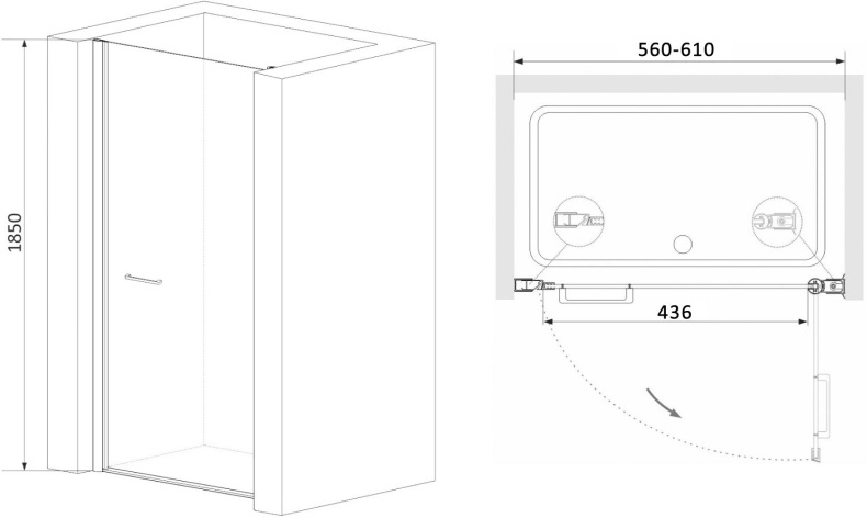 Душевая дверь в нишу RGW Passage PA-03 (560-610)х1850 04080306-11 - 2