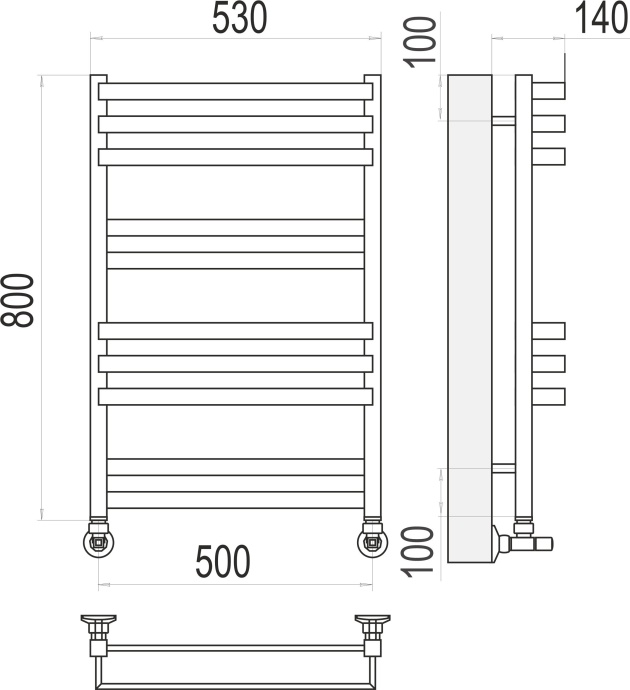 Водяной полотенцесушитель Terminus Линц П10 500х800 Хром 4630080268388 - 2