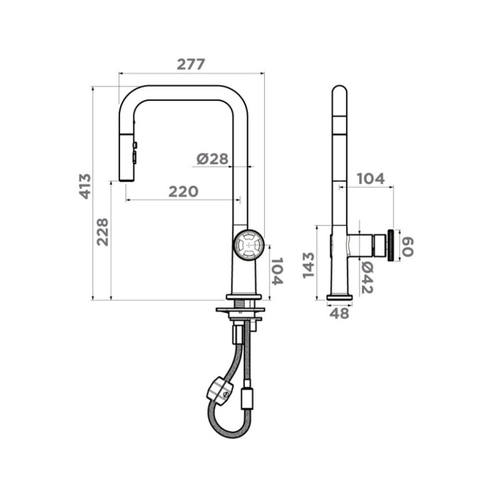 Смеситель для кухни Omoikiri Arita-SB-GB графит 4994355 - 3