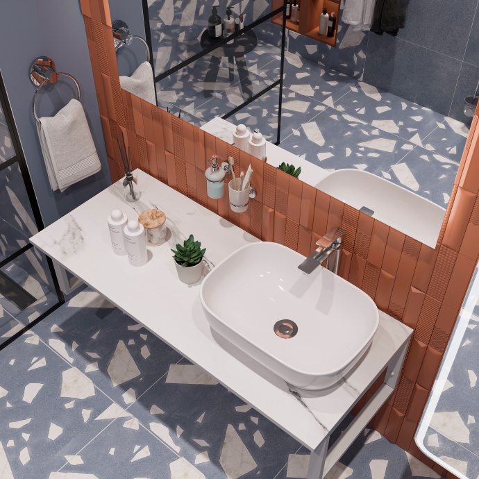 Столешница с раковиной DIWO Элиста 120 белый мрамор, с раковиной Moduo 50 Square 555795 - 3