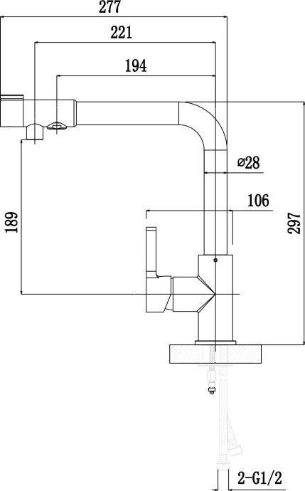 Смеситель для кухонной мойки Timo Hette латунь  1026/02F - 4