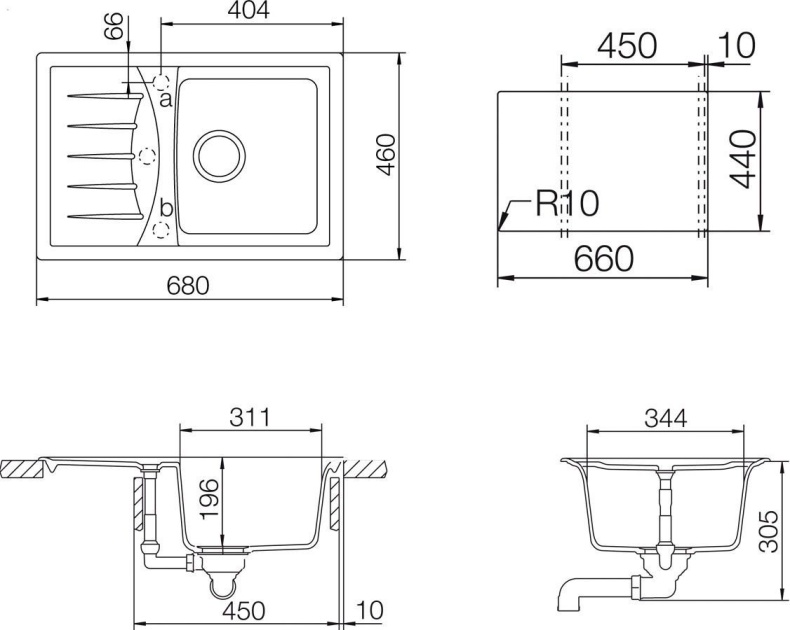 Мойка  Genius 45D Small  Cristalite альпина 700254 - 1