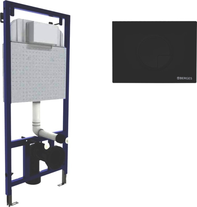 Система инсталляции для унитазов Berges Wasserhaus Novum с кнопкой смыва, черная 040225 - 0