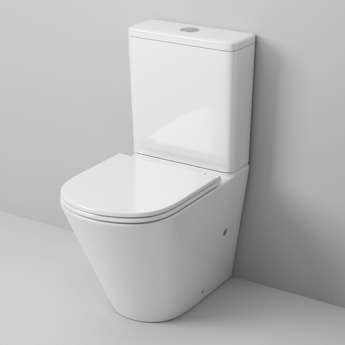 Унитаз GR-4450S (605*380*825) напольный БЕЗОБОДКОВЫЙ с тонкой крышкой, 2 места - 1