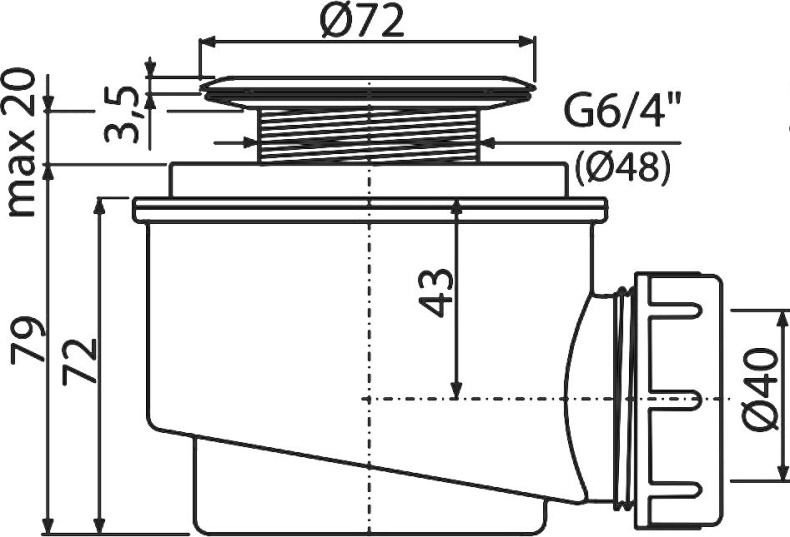 Сифон для поддона AlcaPlast A46 A46-50 - 3