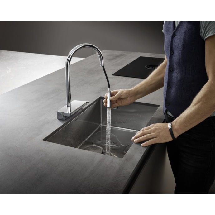 Кухонный смеситель однорычажный, 170, с вытяжным душем, 3jet Hansgrohe 73837800 - 1