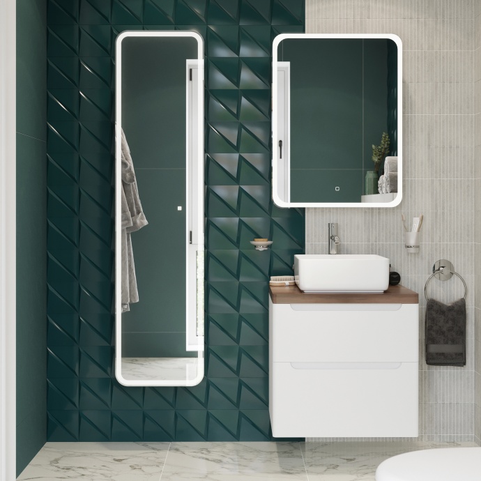 Мебель для ванной STWORKI Берген 60 белая с темной столешницей, раковина City 1 549450 - 0