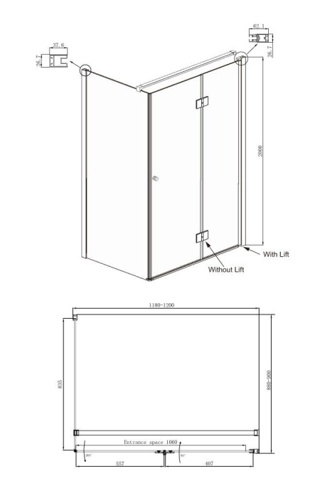 Душевой уголок Ambassador Diamond 12011108R 120х90 см - 9