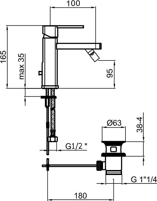 Смеситель Webert Azeta New AA840102015 для биде, хром - 1