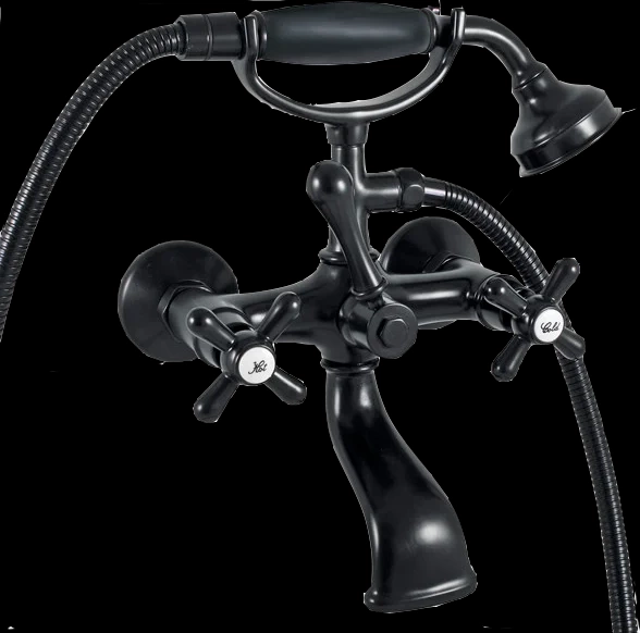 Смеситель для ванны с душем Rav Slezak Morava retro черный матовый MK159.5/2CMAT - 0