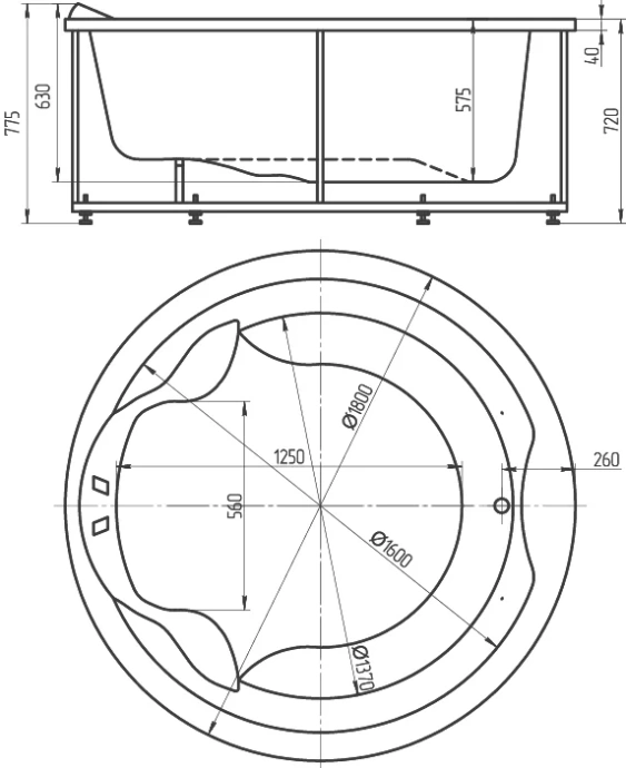 Акриловая ванна Aquatek Аура вклеенный каркас AUR180-0000033 - 3