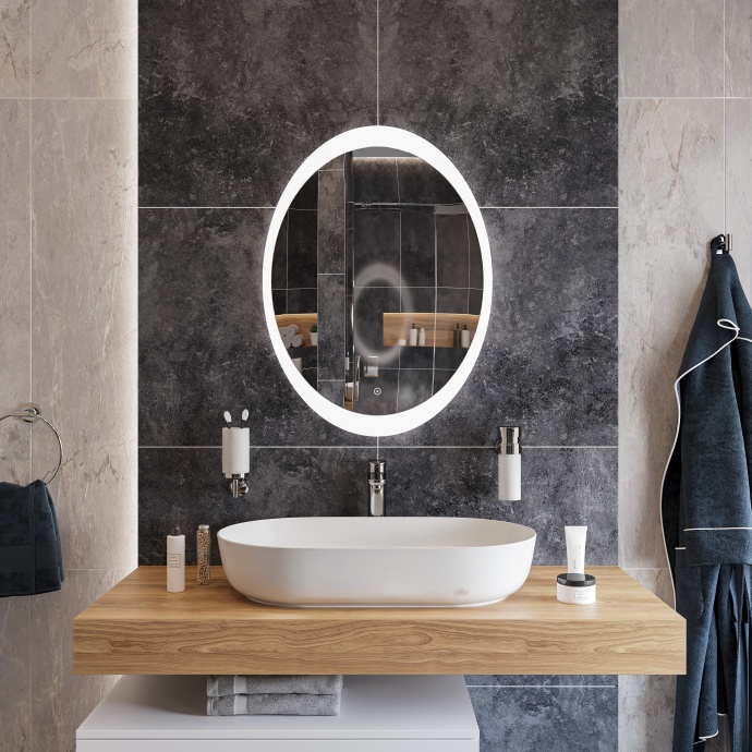 Зеркало DIWO Ярославль 57 с подсветкой, овальное, сенсорный выключатель, в современном стиле ЗЛП1740 - 1