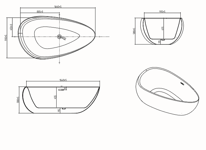 Акриловая ванна Black&White Swan 170х95 белая 227SB00 - 5
