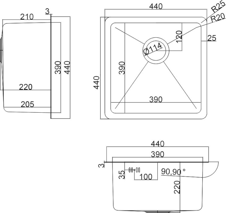 Мойка кухонная Zorg Inox HD 4444 - 1