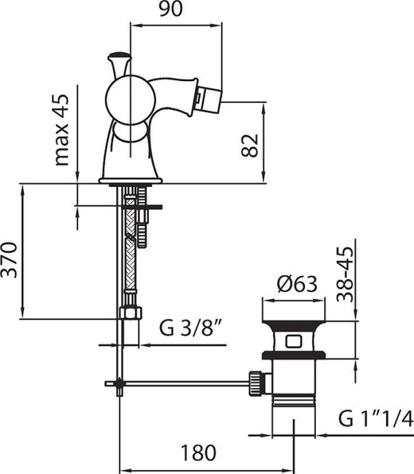 Смеситель Webert Karenina KA710102017 хром-золото для  биде - 1