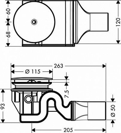 Сифон для поддона Hansgrohe Raindrain ′90 XX 60067000 - 2