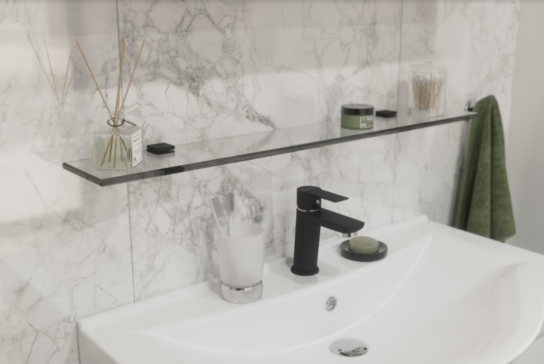 Полка STWORKI Glass Shelf 80 полкодержатели черные 3GW264TTKK000 - 2