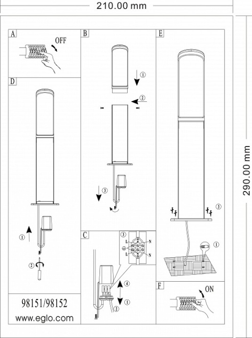 Наземный низкий светильник Eglo ПРОМО Fumicino 98151 - 1