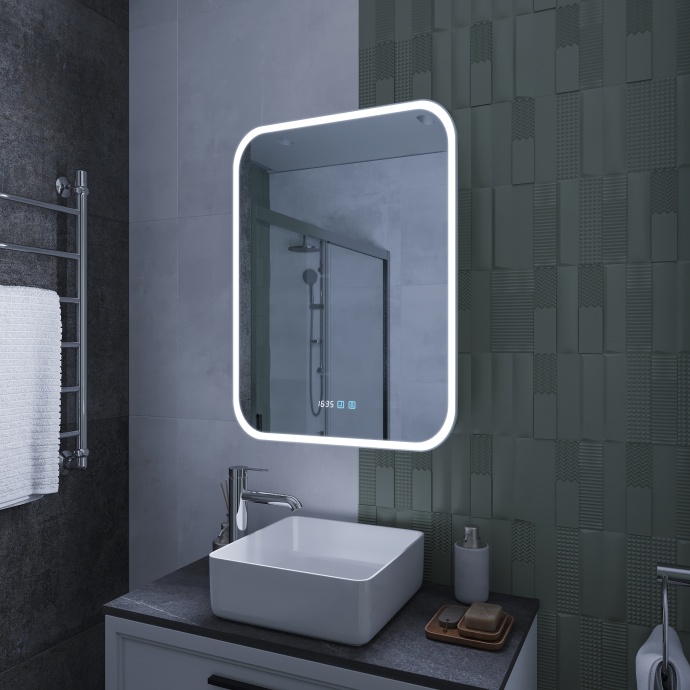Зеркало-шкаф STWORKI Алта 60 см, с LED подсветкой и часами, смарт, прямоугольное, сенсорное управление LED-00002579 - 7