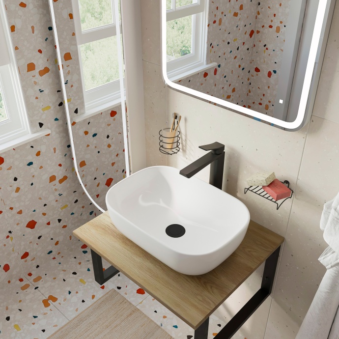 Столешница с раковиной DIWO Элиста 60 светлое дерево, с раковиной Moduo 50 Square 554627 - 3