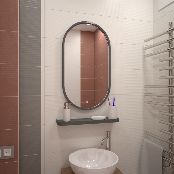 Зеркало DIWO Казань 45 серое, с подсветкой, овальное, в стиле лофт, сенсорное управление ЗЛП1721 - 6