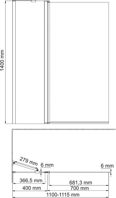 Шторка на ванну Wasserkraft Berkel 48P02-110 - 1