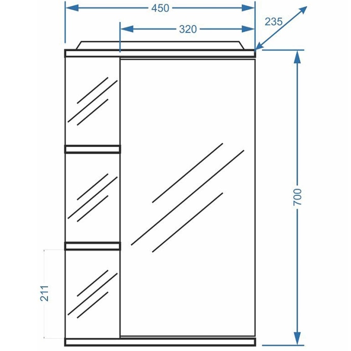 Зеркало-шкаф Stella Polar Концепт Нелея 45 R с подсветкой белый SP-00000223 - 3