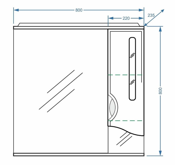 Зеркало-шкаф Stella Polar Сильва 80 R с подсветкой белый SP-00000206 - 3