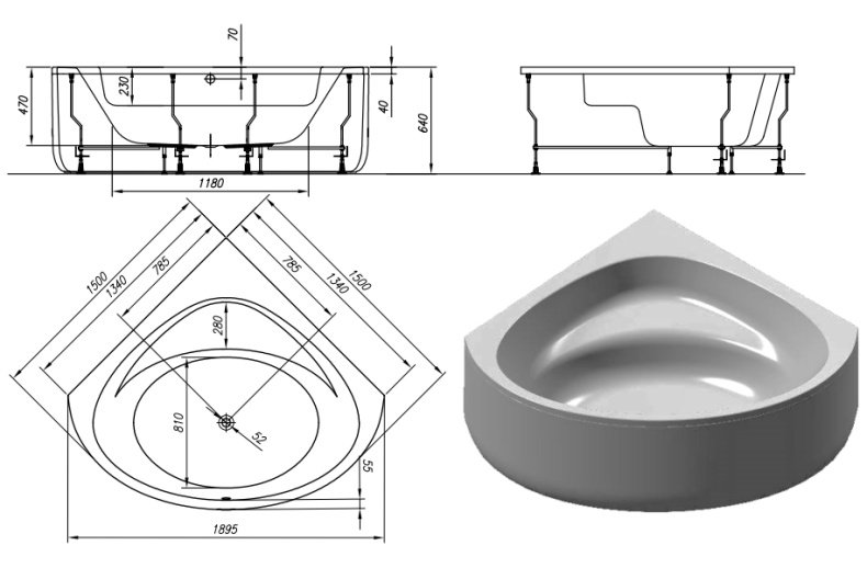 Ванна акриловая Kolpa San Dolores 150x150 белый 5052-01 - 3