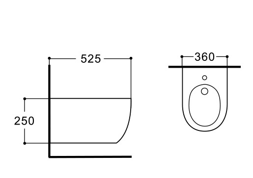 Биде подвесное AQUATEK ЕВРОПА NEW 535*360*250,белое AQ1006-00 - 1