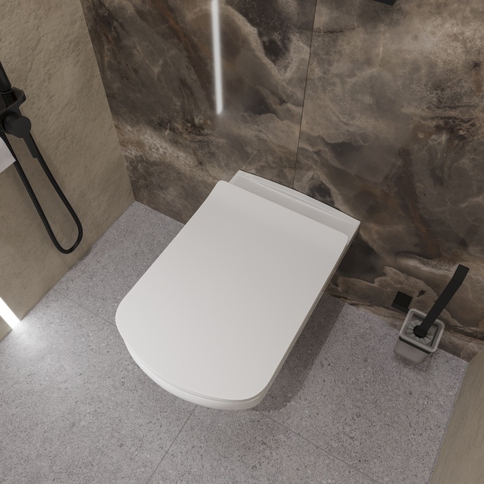 Комплект Унитаз подвесной STWORKI Хальмстад SETK2804-0606-001-1-6000 с микролифтом + Система инсталляции для унитазов STWORKI 510162 с кнопкой смыва 230824 белой 561106 - 3