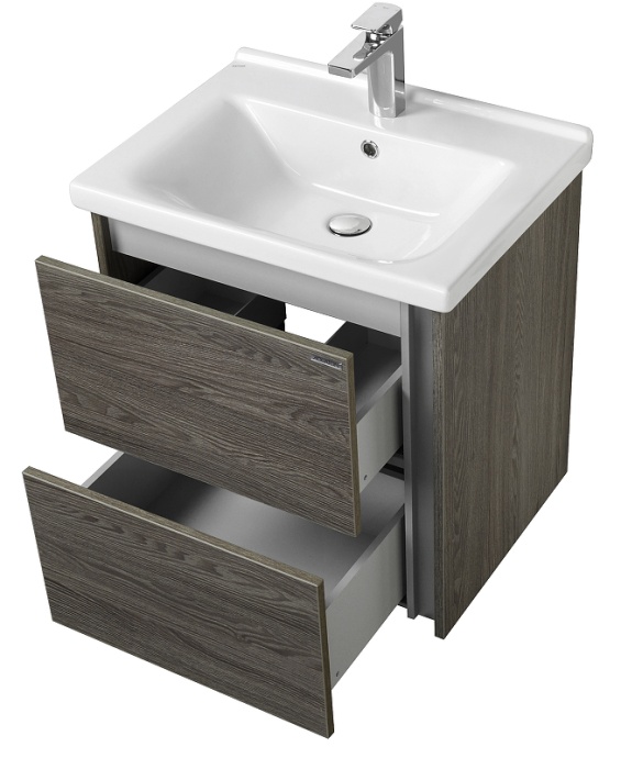 Тумба с раковиной Aquaton Стоун 60 темное дерево 1A2314K1SXC80 - 2