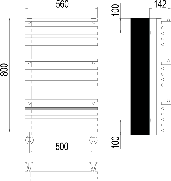 Водяной полотенцесушитель Terminus Вента Люкс П16 500х800 Хром 4670078529510 - 2