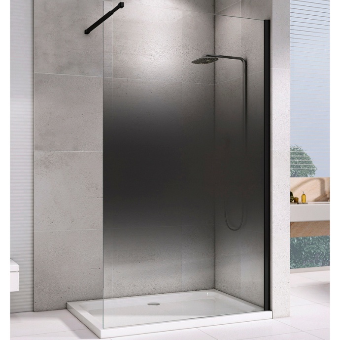 Душевая перегородка Abber Immer Offen 120 черная стекло тонированное AG69123BS - 0