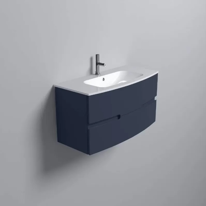 EB1889RU-G98 Nona Мебель с интегрированными ручками, глянцевый темно-синий, 100 см, 2 ящика - 3