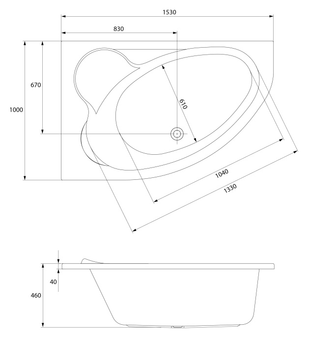 Акриловая ванна Cersanit Kaliope 153 L 63441 - 5