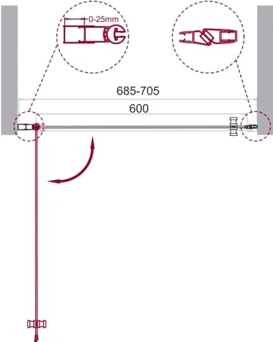 Душевая дверь BelBagno Etna 70 профиль хром  ETNA-B-1-70-C-Cr - 4